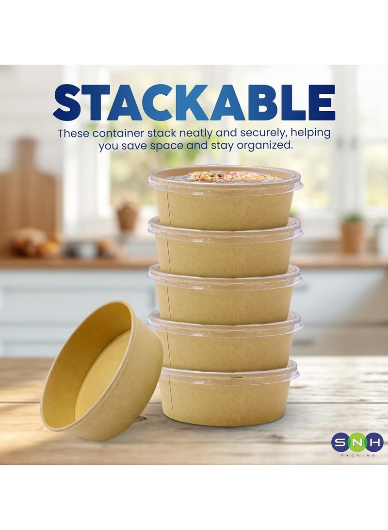 إس إن إتش باكينج كرافت وعاء سلطة 500 مل مع غطاء بيو للاستعمال مرة واحدة بني 50 قطعة - Image 3